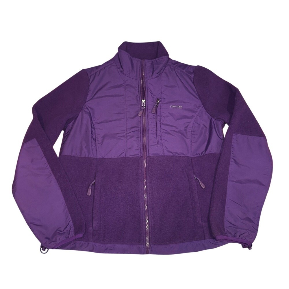 Calvin Klein Performance Womens Purple‎ Nylon Polar Fleece Full Zip Jacket Small